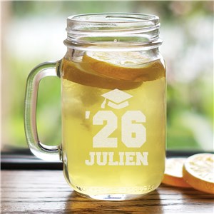 Engraved Mason Jar with Graduation Cap