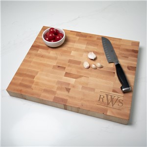 Engraved Monogram With Line Butcher Block Cutting Board L16050422