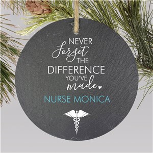 Personalized Never Forget The Difference You Have Made Slate Ornament L16425412