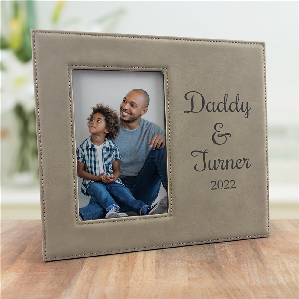 Engraved Daddy and Me Leather Frame
