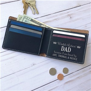 Engraved World's Richest Dad Leatherette Wallet