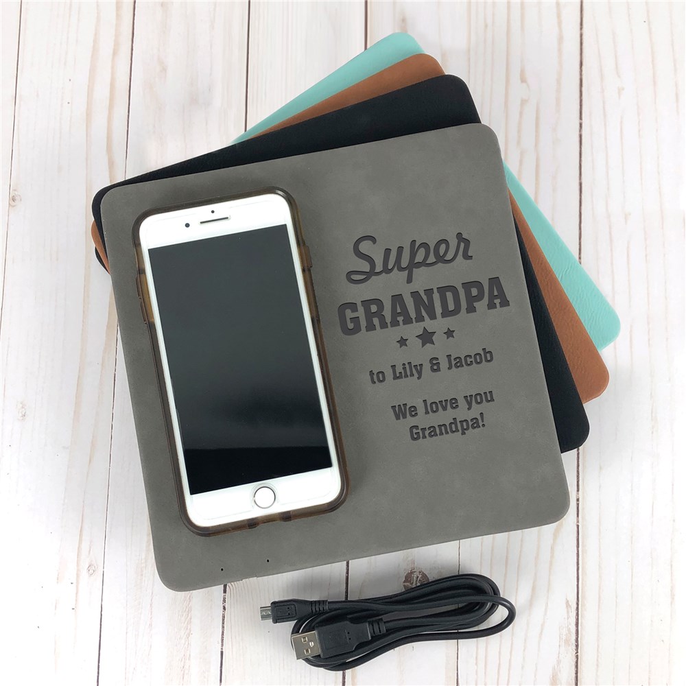 Engraved Super Dad Wireless Phone Charging Mat