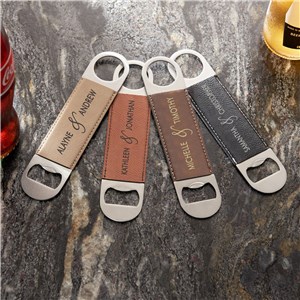 Personalized Script Couples Names Leather Bottle Opener