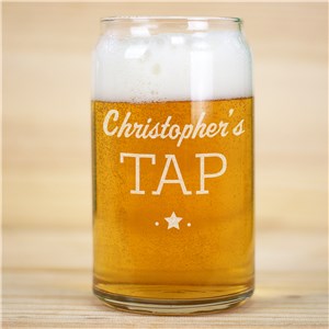 Engraved Tap Beer Can Glass