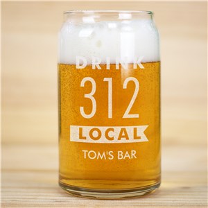 Engraved Banner Drink Local Beer Can Glass