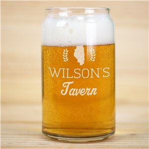 Engraved Tavern Beer Can Glass