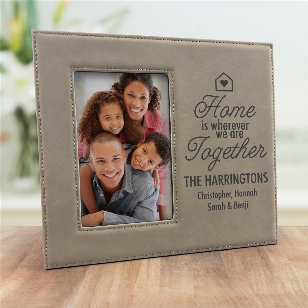 Engraved Home Is Wherever We Are Together Leather Frame