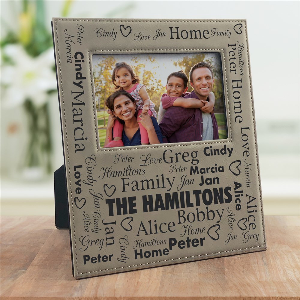 Personalized Family Word Art Leather Frame