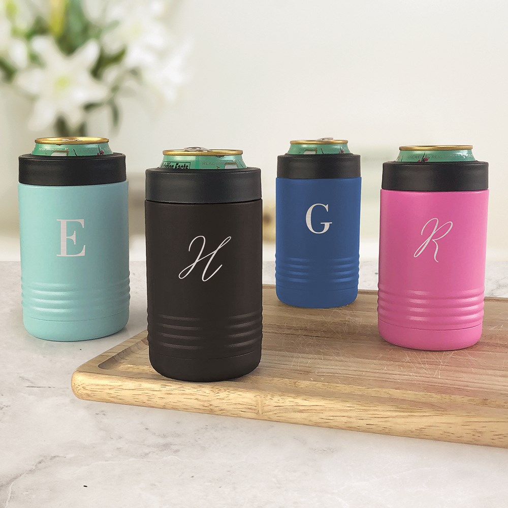 Engraved Single Initial Insulated Beverage Holder