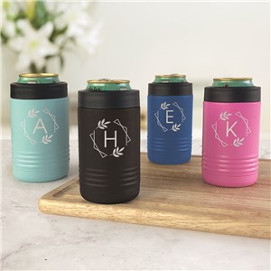 Engraved Geometric Initial Insulated Beverage Holder