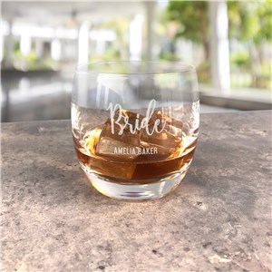 Engraved Groom & Bride Wedding Whiskey Glass 