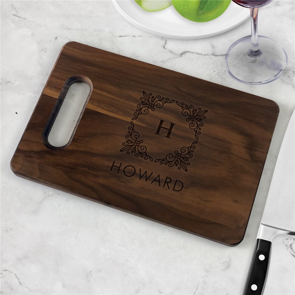 Engraved Family Name and Initial Cutting Board