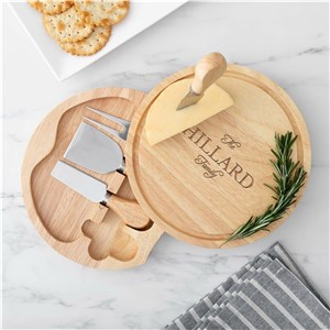 Engraved Family Name Script and Serif Cheese Board Set L17005355