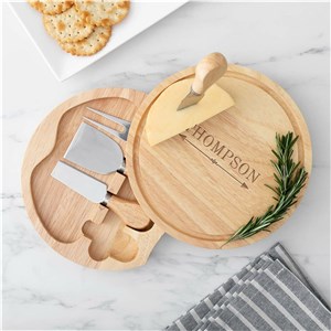 Engraved Family Name with Decorative Arrow Cheese Board Set