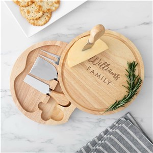 Engraved Family Name Script and Sans Serif Cheese Board Set L17010355