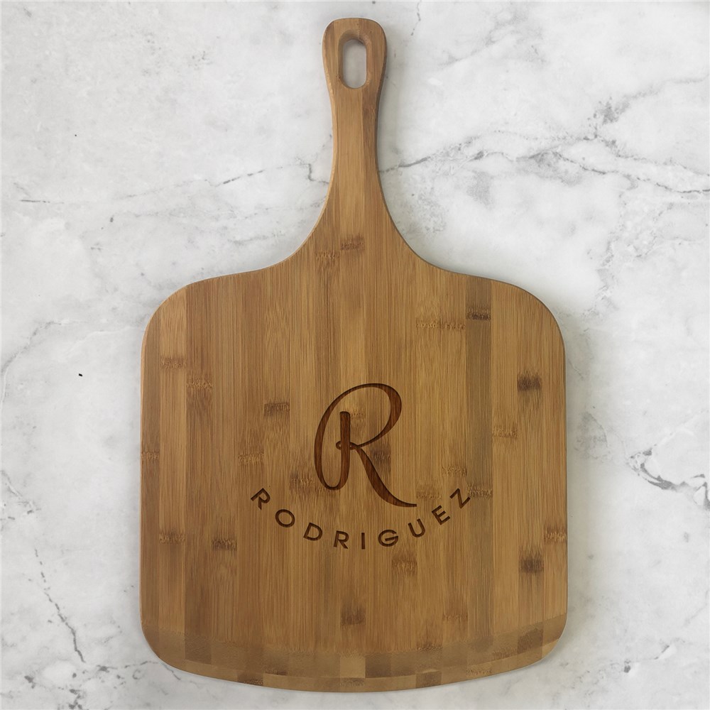 Engraved Initial and Name on Curve Pizza Board