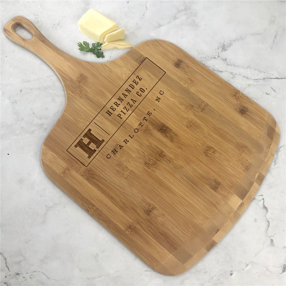 Engraved Initial and Name Pizza Co. Pizza Board