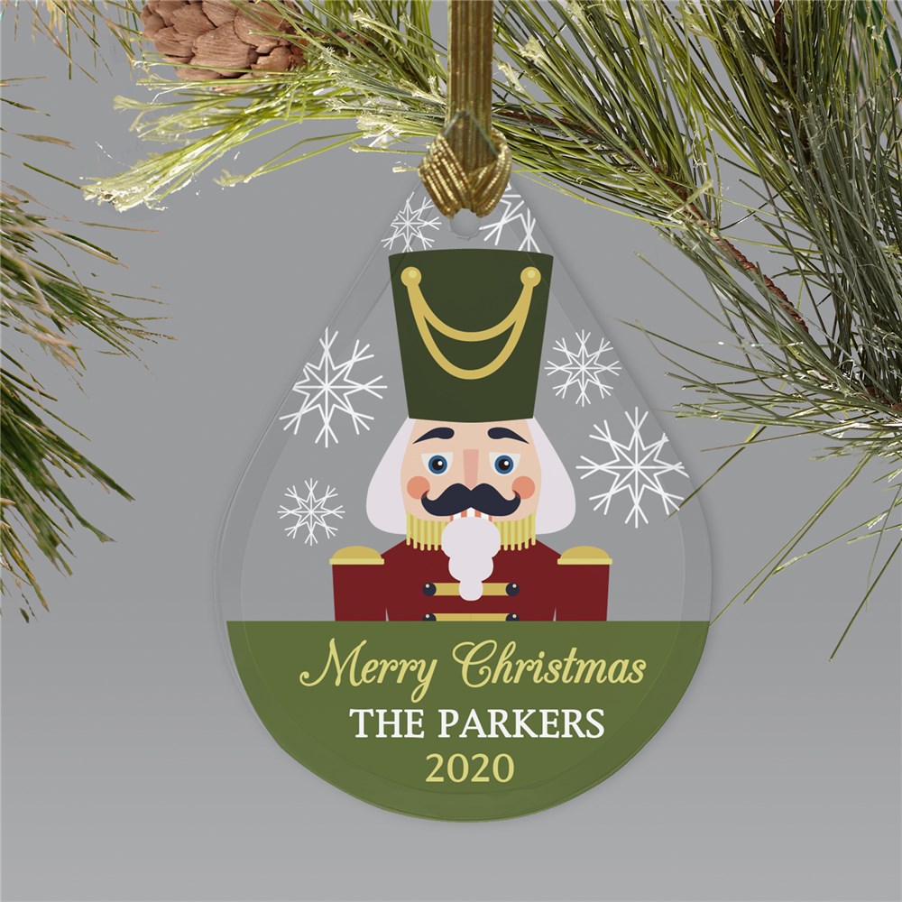 Personalized Nutcracker Teardrop Glass Christmas Ornament