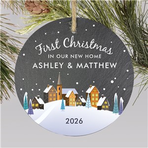 First Christmas In Our New Home Custom Slate Ornament