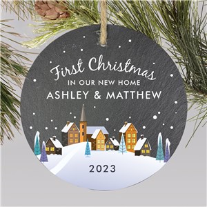 First Christmas In Our New Home Custom Slate Ornament