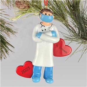 Personalized Doctor Wearing Face Mask Ornament