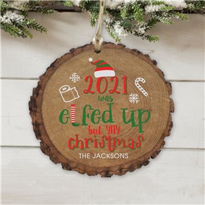 Personalized Elfed Up Wood Ornament