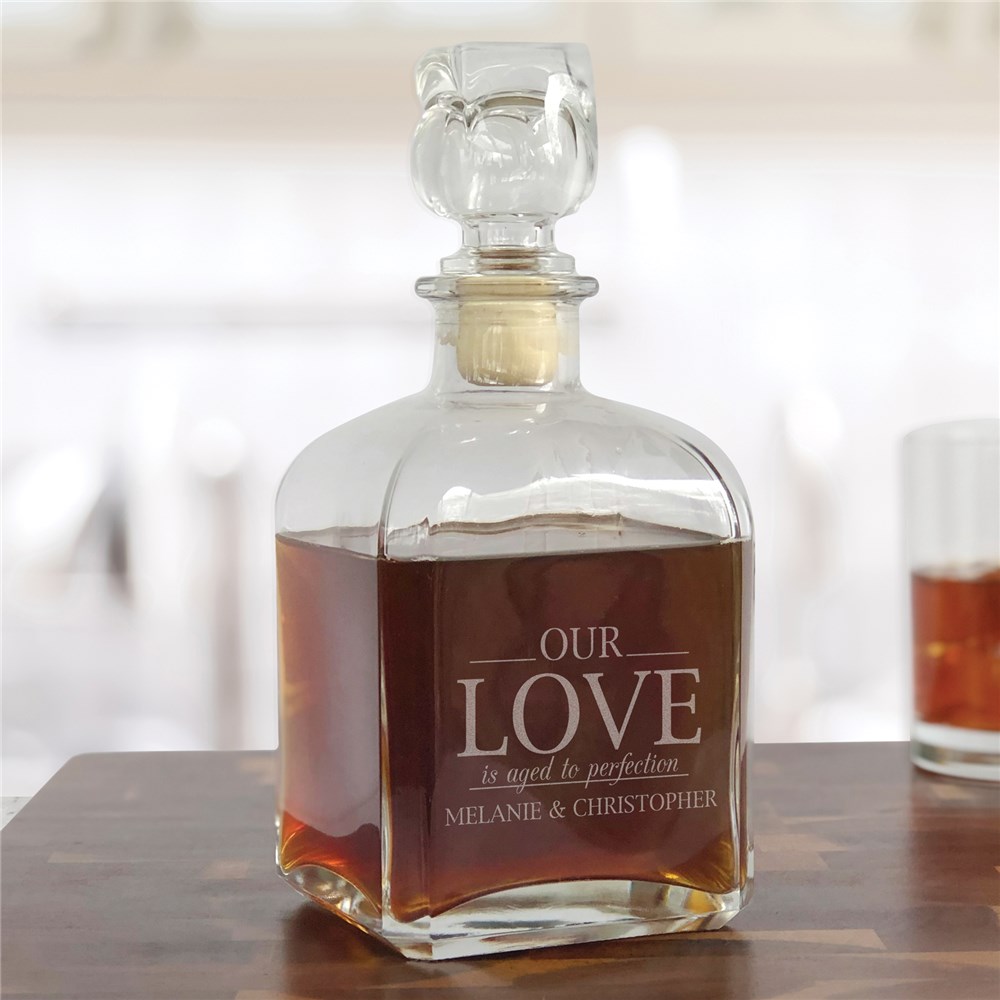 Engraved Our Love is Aged to Perfection Couple's Decanter