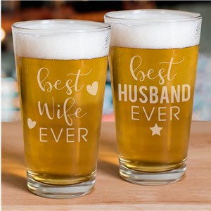 Engraved Best Wife or Husband Ever Beer Glass
