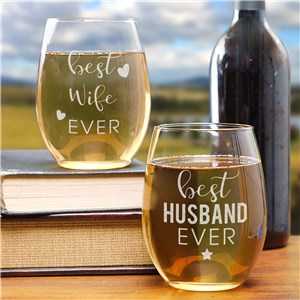 Engraved Best Ever Stemless Wine Glass