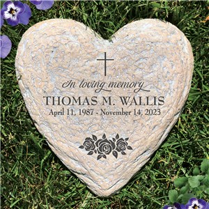 Personalized In Loving Memory with Roses Garden Stone