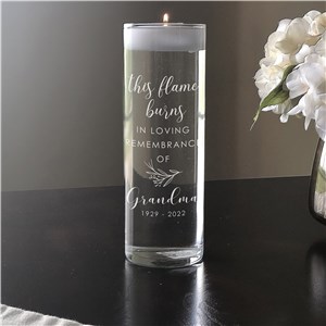 Engraved This Flame Burns Floating Candle Vase