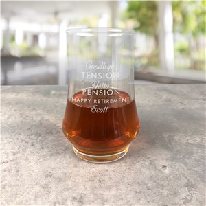 Goodbye Tension Hello Pension Retirement Whiskey Glass
