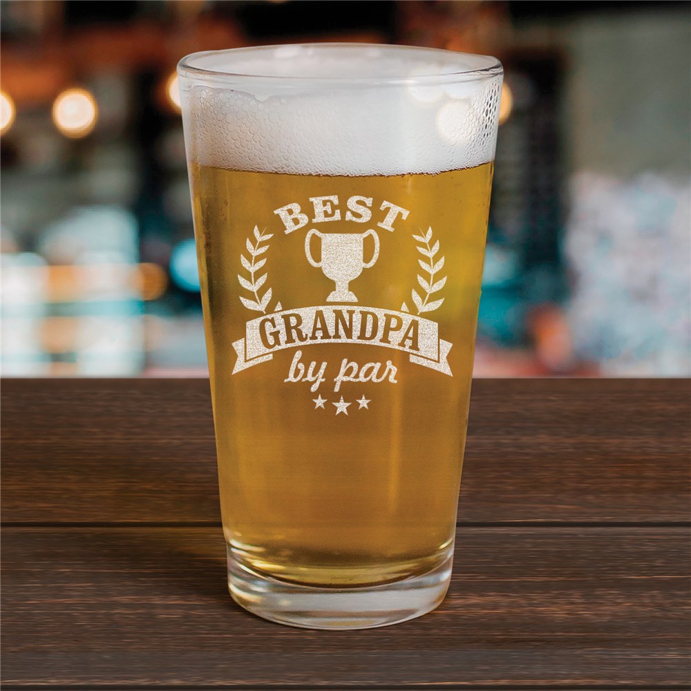 Engraved Best By Par Golf-Themed Beer Glass for Dad or Grandpa
