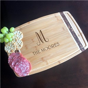 Engraved Family Name and Initial Marbled Cutting Board