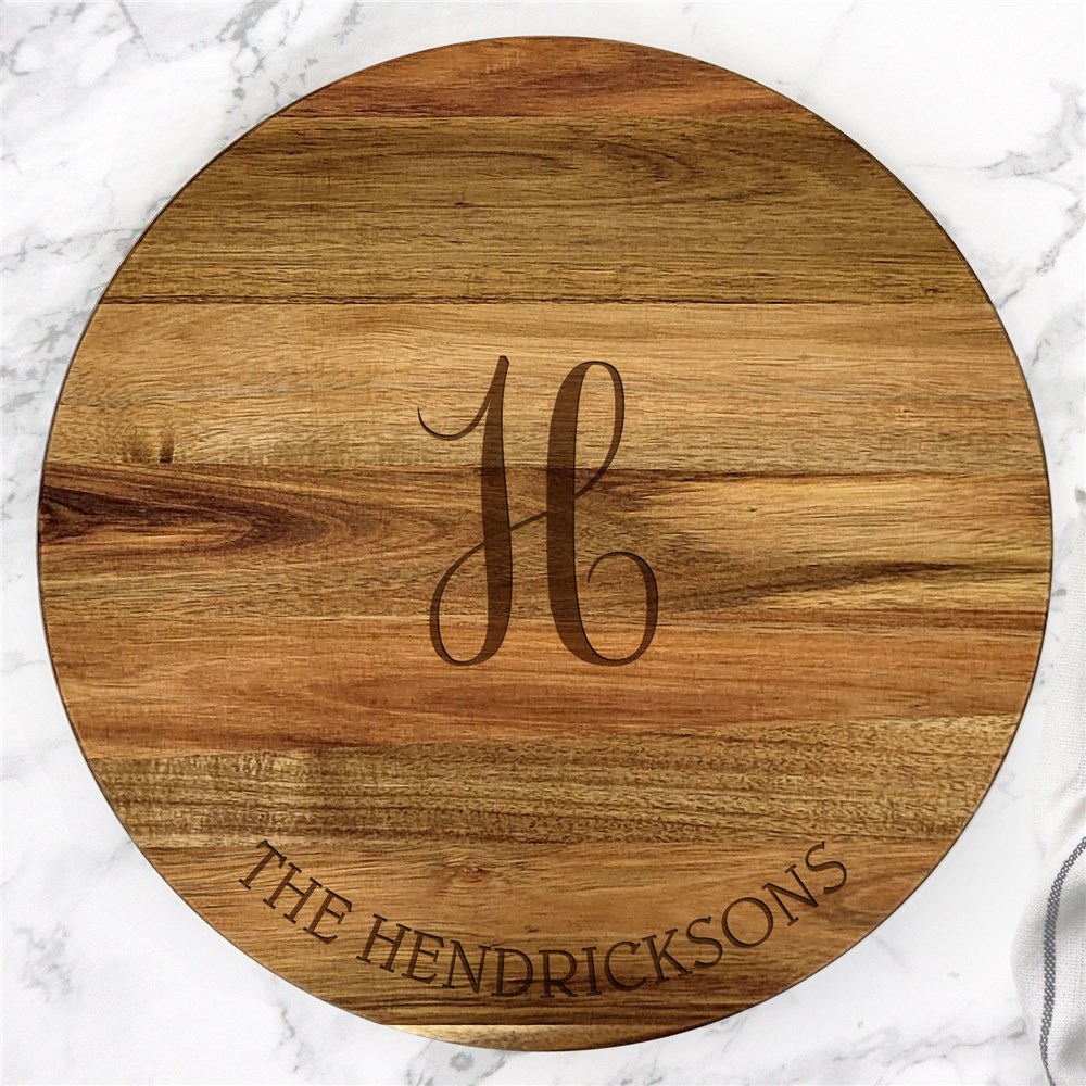 Engraved Family Name and Initial Lazy Susan L17957413