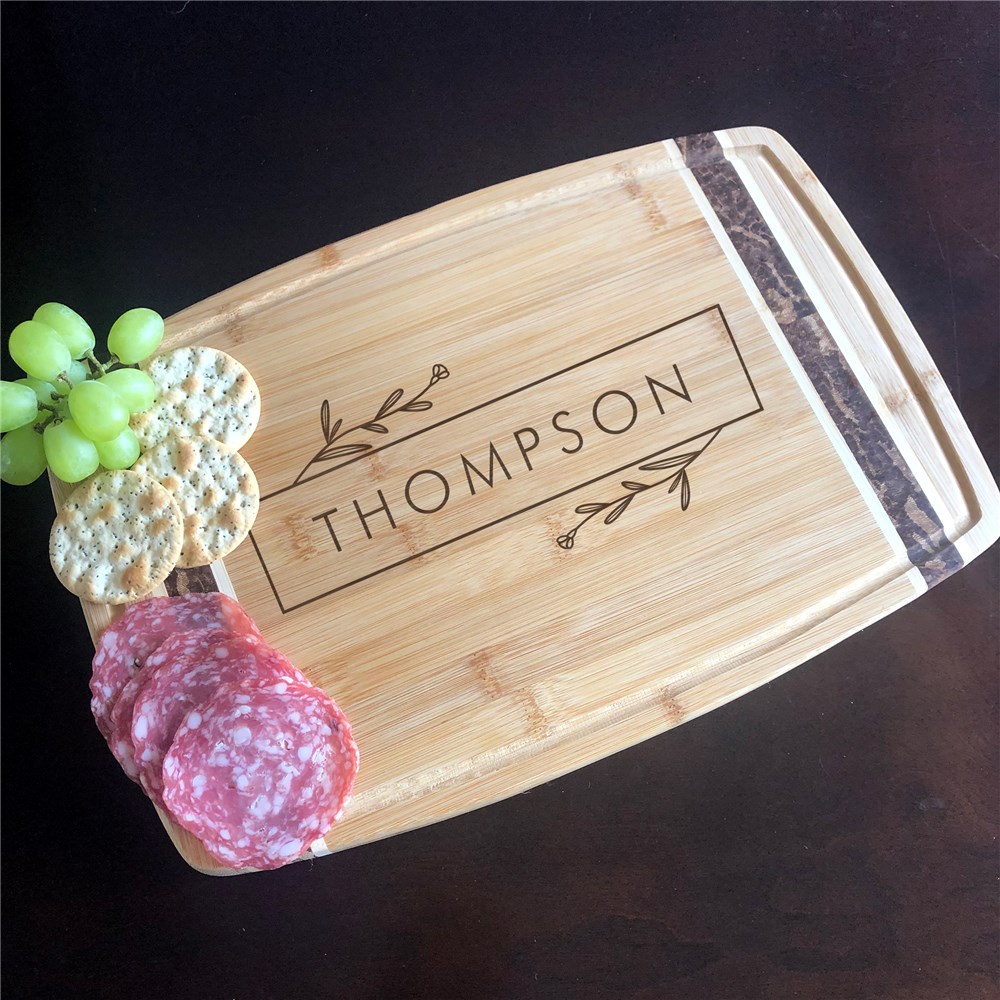 Engraved Framed Family Name Marbled Charcuterie Board