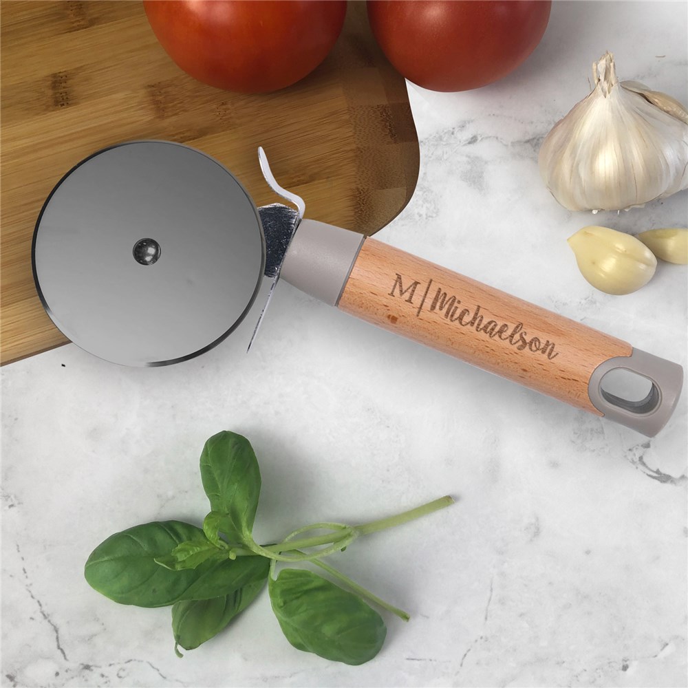 Engraved Pizza Cutter with Name and Initial