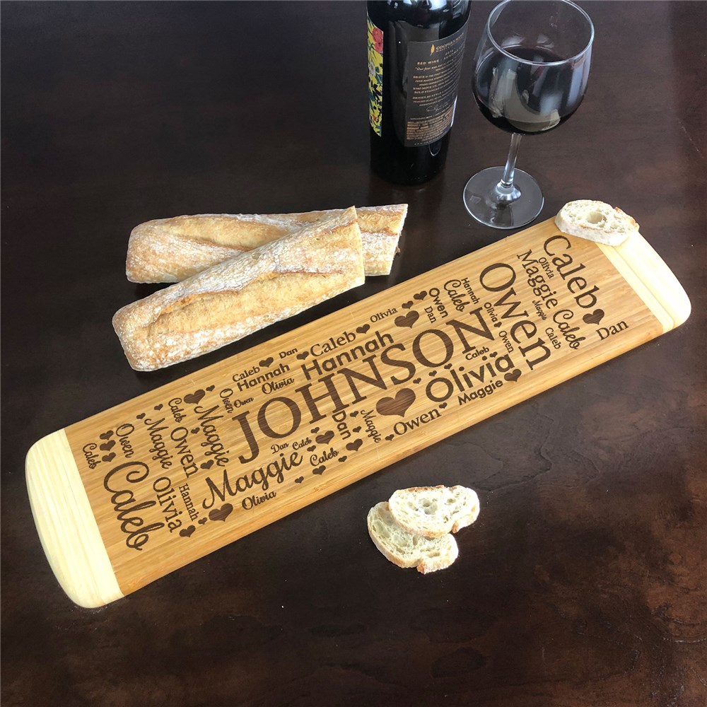 Engraved Family Name Word Art Bread Board