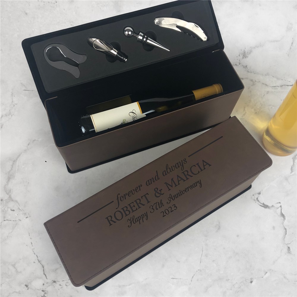 Engraved Forever and Always Wine Box