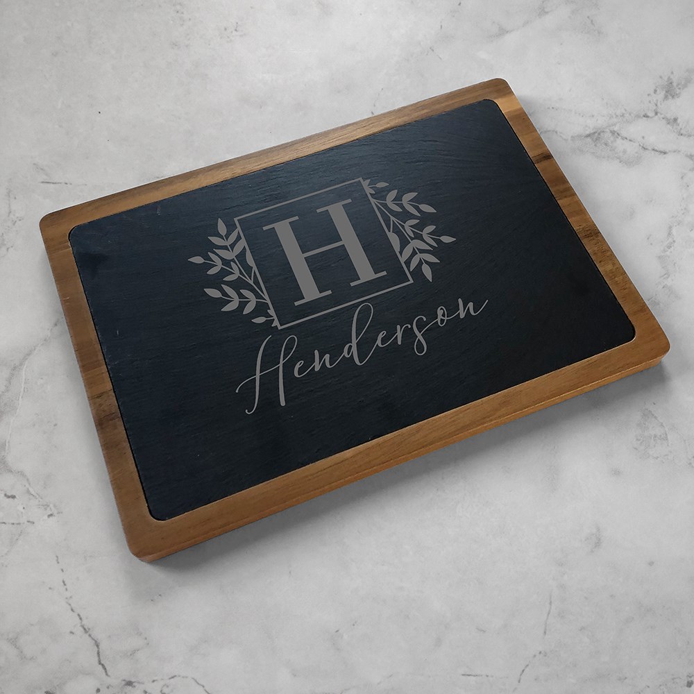 Engraved Name and Initial Slate Cutting Board