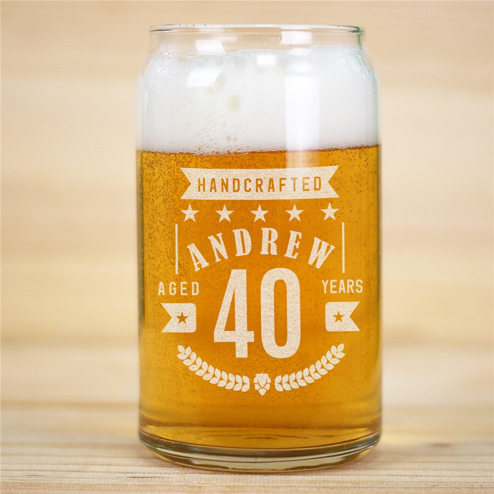 Engraved Handcrafted Birthday Beer Can Glass