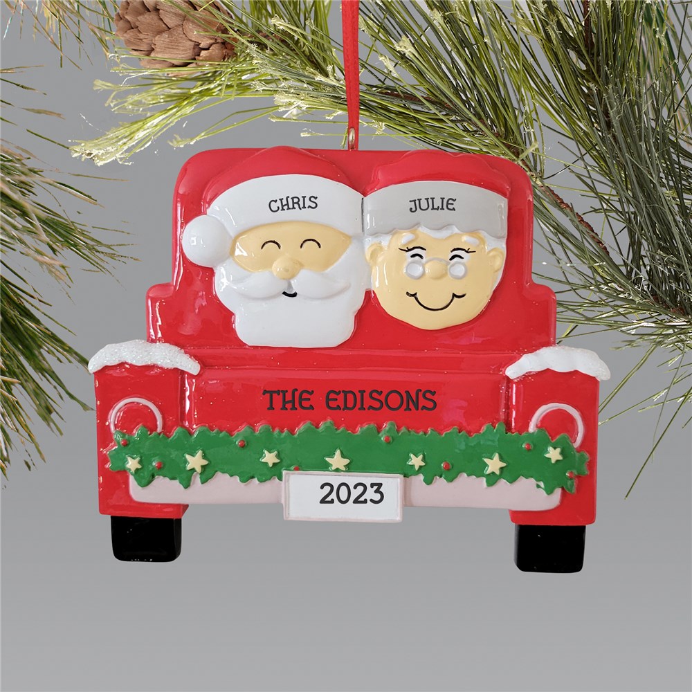 Personalized Santa and Reindeer Family Christmas Ornament
