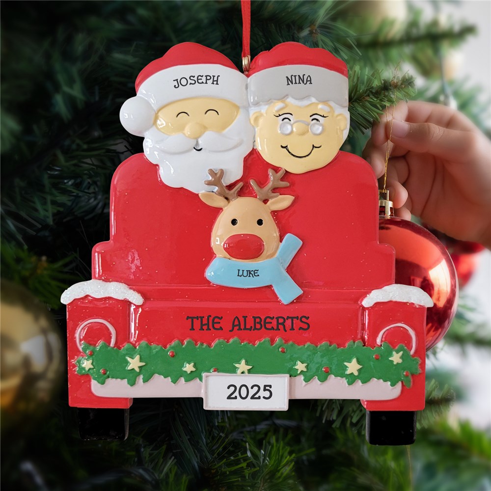 Personalized Santa and Reindeer Family Christmas Ornament