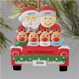 Personalized Santa and Reindeer Family Christmas Ornament