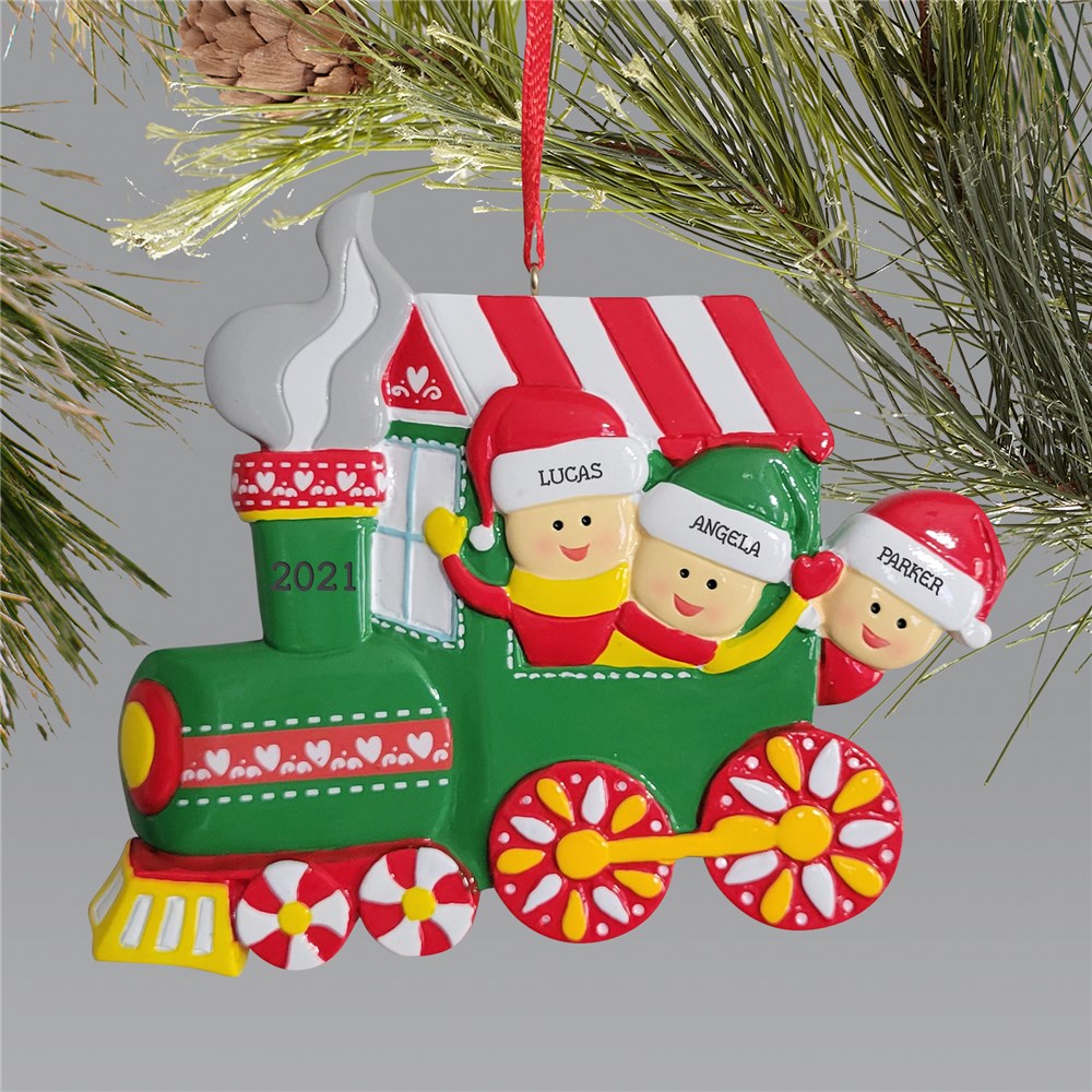 Personalized Family Train Christmas Ornament 