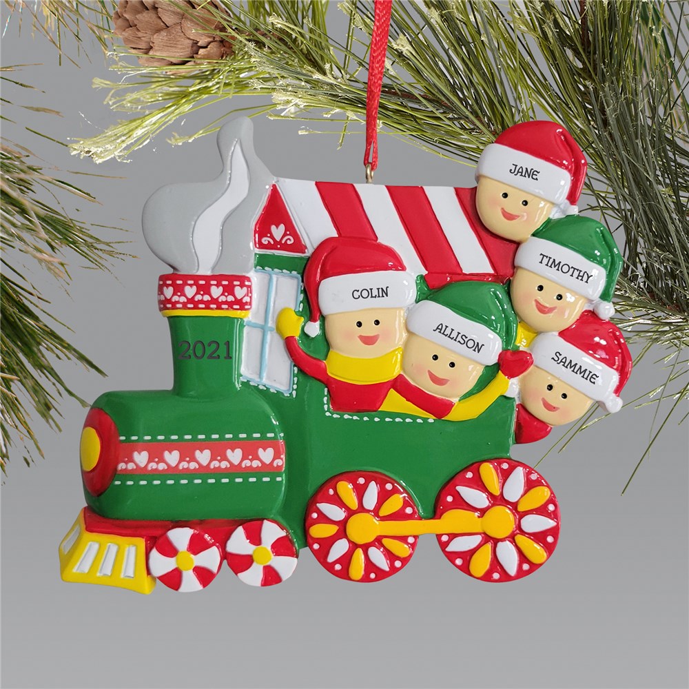 Personalized Family Train Christmas Ornament 