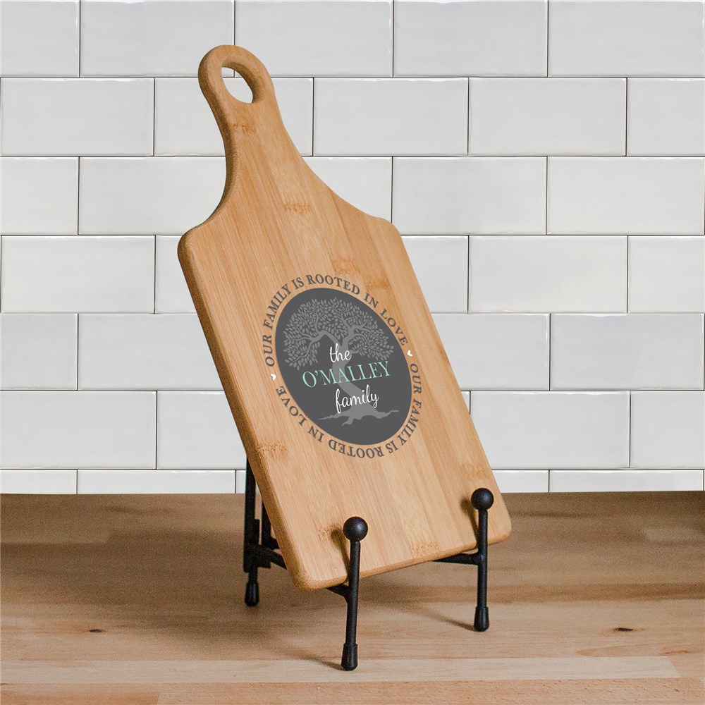 Engraved Rooted in Love Paddle Cutting Board