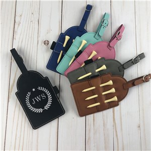 Engraved Golf Bag Tag Tee Holder with 3 Initials