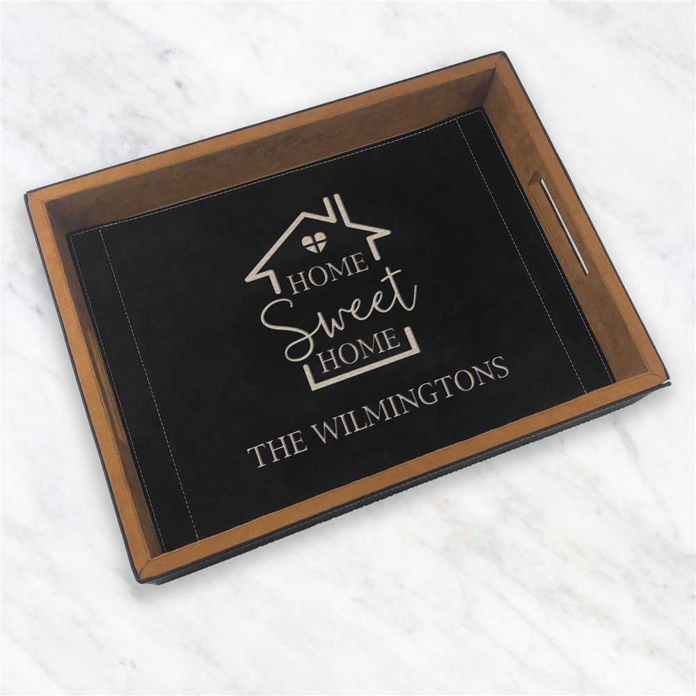 Engraved Home Sweet Home Leatherette Serving Tray