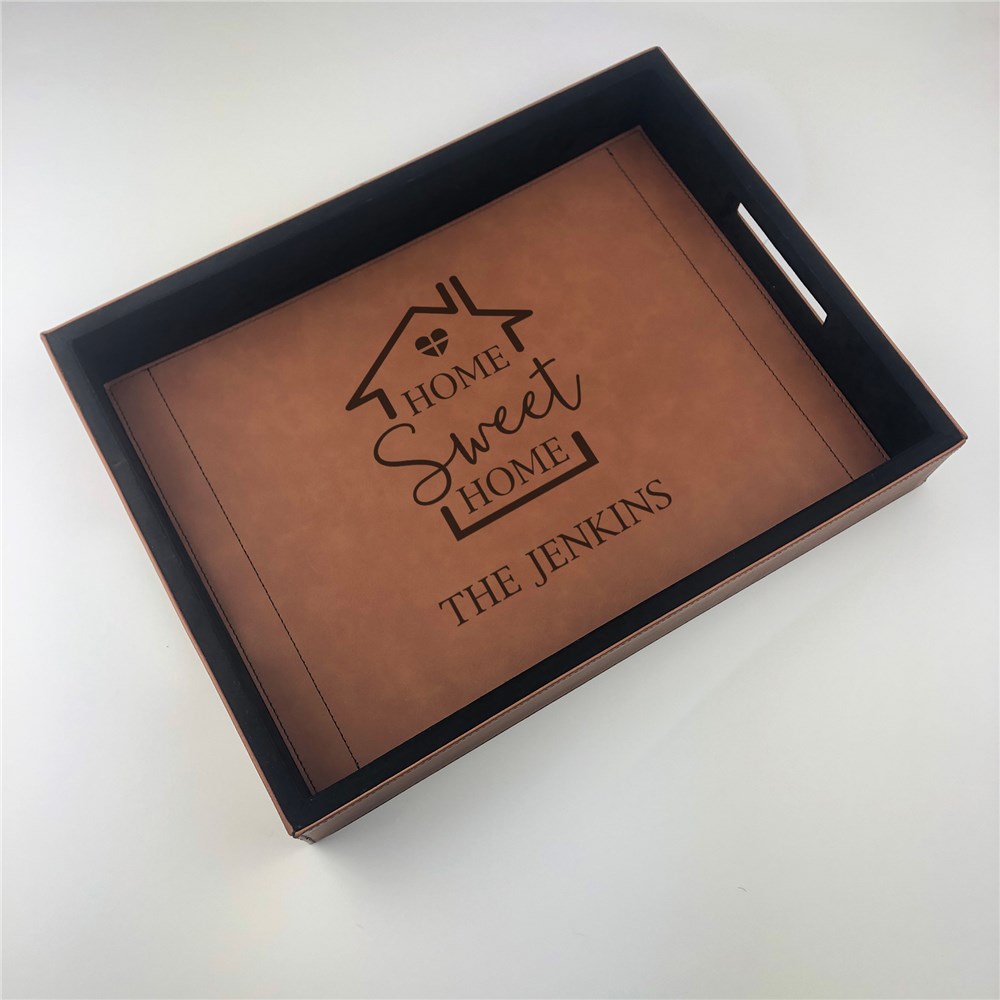 Engraved Home Sweet Home Leatherette Serving Tray